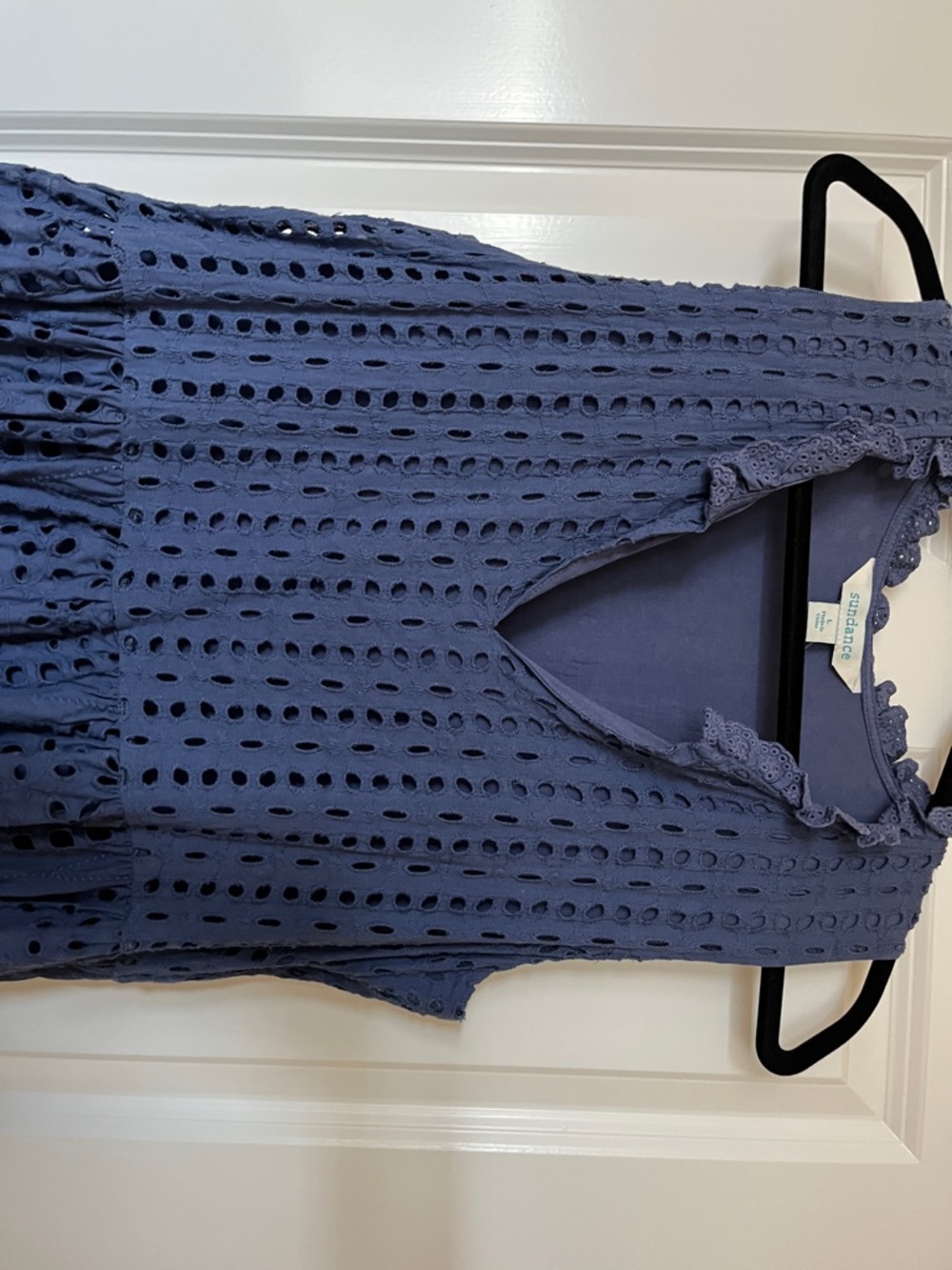Sundance Navy Eyelet Sleeveless V-Neck Midi Dress - Picture 3 of 6